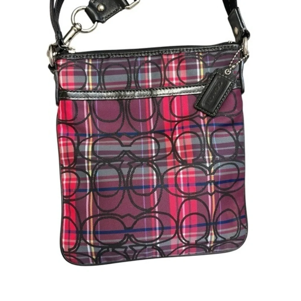 Coach pink/purple tartan poppy crossbody bag Y2K